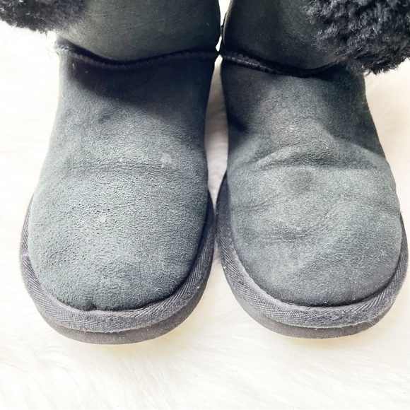 Ugg Black Fur Button Ankle Boots Size 6 - Picture 6 of 12
